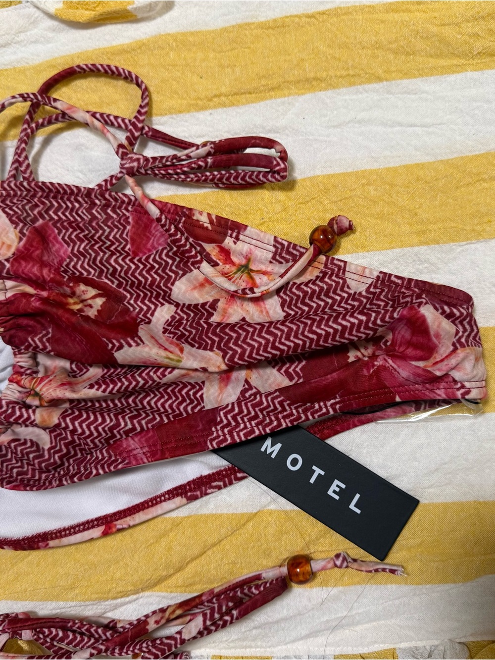 Motel Rocks Maroon Floral Triangle Bikini Set - Picture 3 of 5